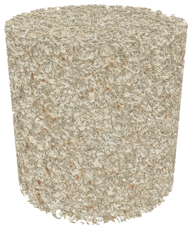 Kirby sandstone core plug, pore space cast as a solid